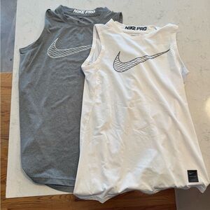 Nike Pro Kids Tank Tops - Gray and White